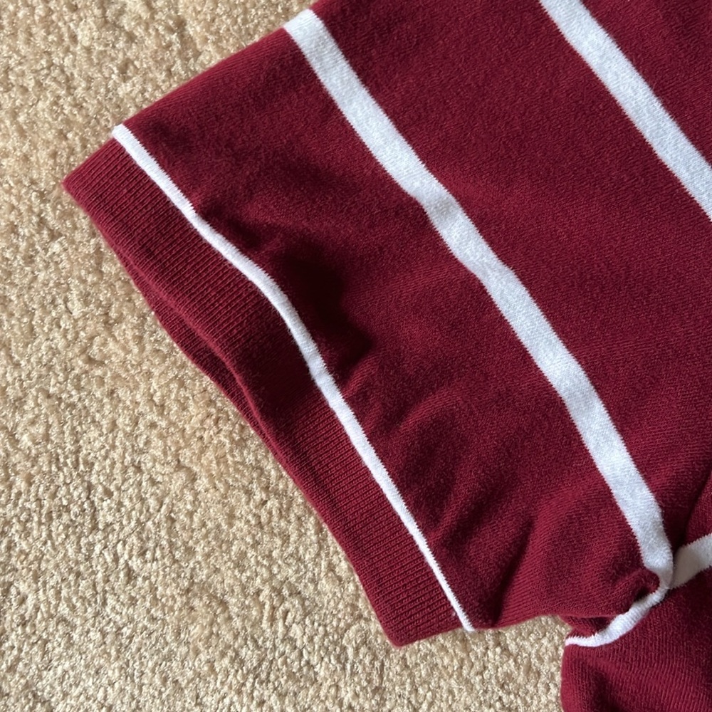 New Hollister Men's Burgundy & White Striped Polo, Super Soft Material, Sz.XL! - Picture 5 of 6